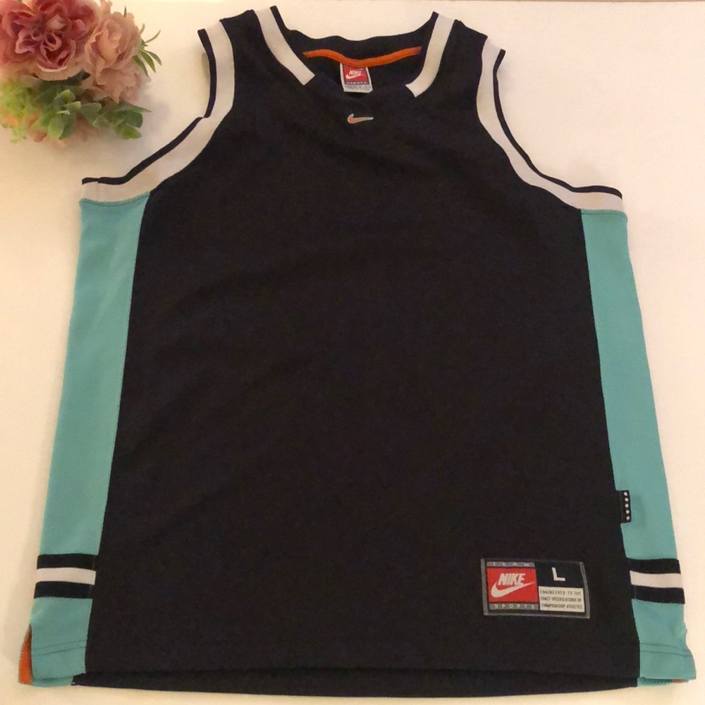 Nike Team Sports Jersey Black with Aqua detail kids Nike basketball Retro 90s